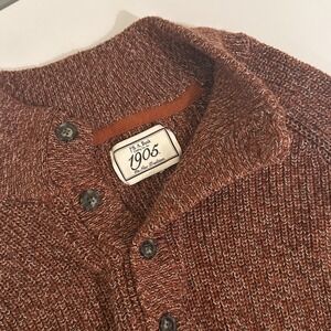 Jos. A Bank Quarter Button Knit Long-sleeve Sweater Burnt Orange Men's XL